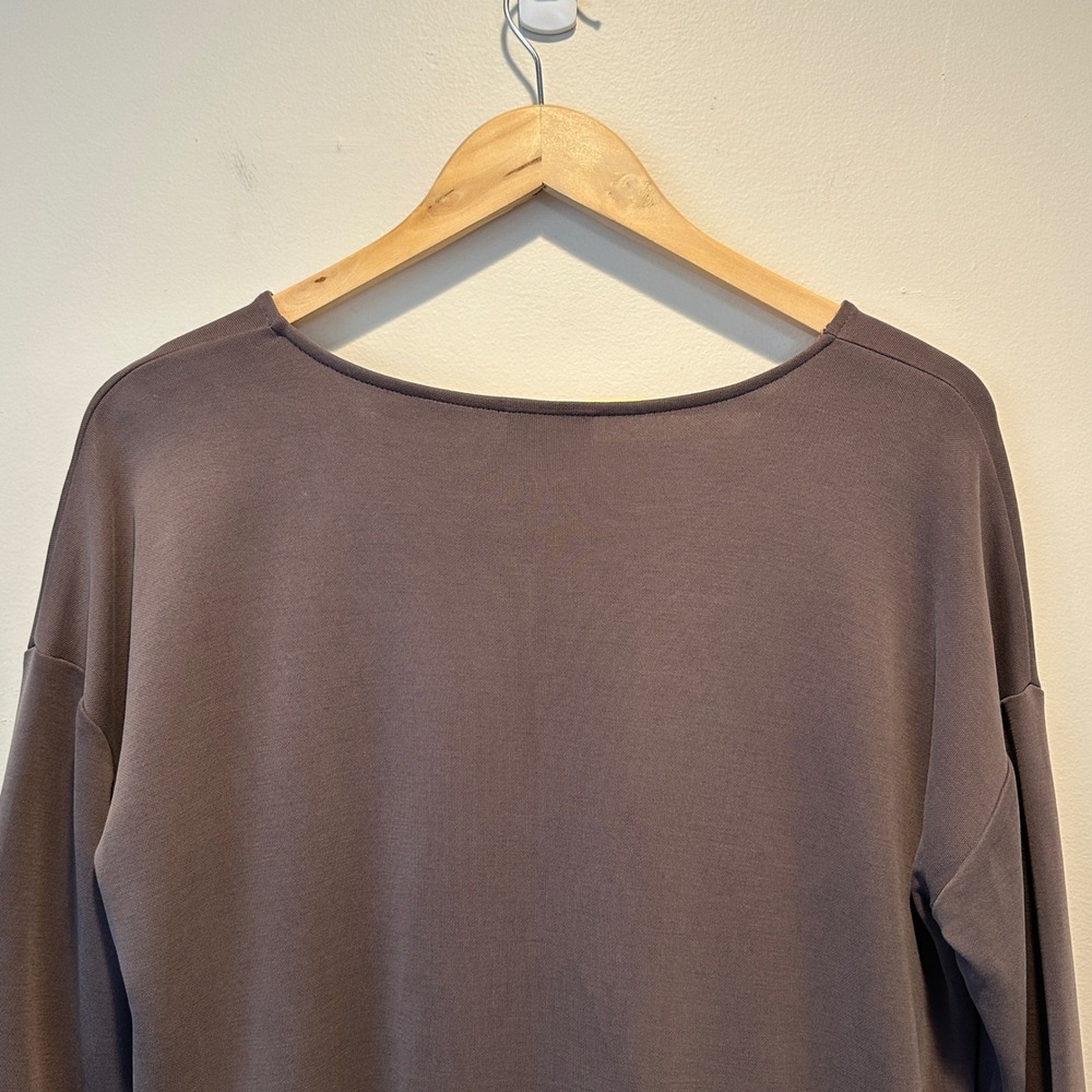 Pure Jill Tunic Top Womens Small Brown Tencel Modal 3/4 Sleeve Scoop Neck Casual - Picture 7 of 8